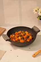 Cast Iron Flat Bottom Kadai 25.5cm / 10 inch (2.2 ltrs), Pre-seasoned, Naturally Nonstick, 100% Pure, Toxin-free, Gas & Induction