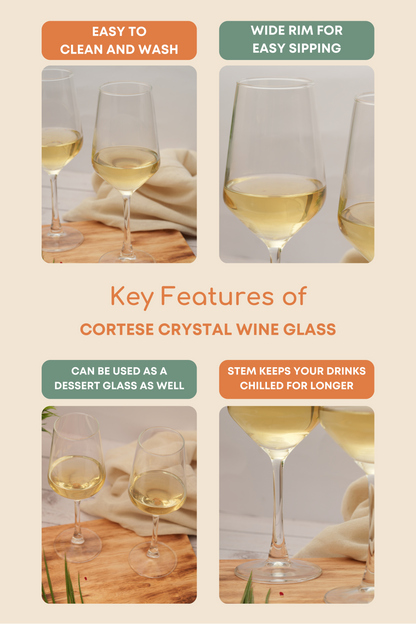 Cortese Crystal Wine Glass Set of 6 (400ml)