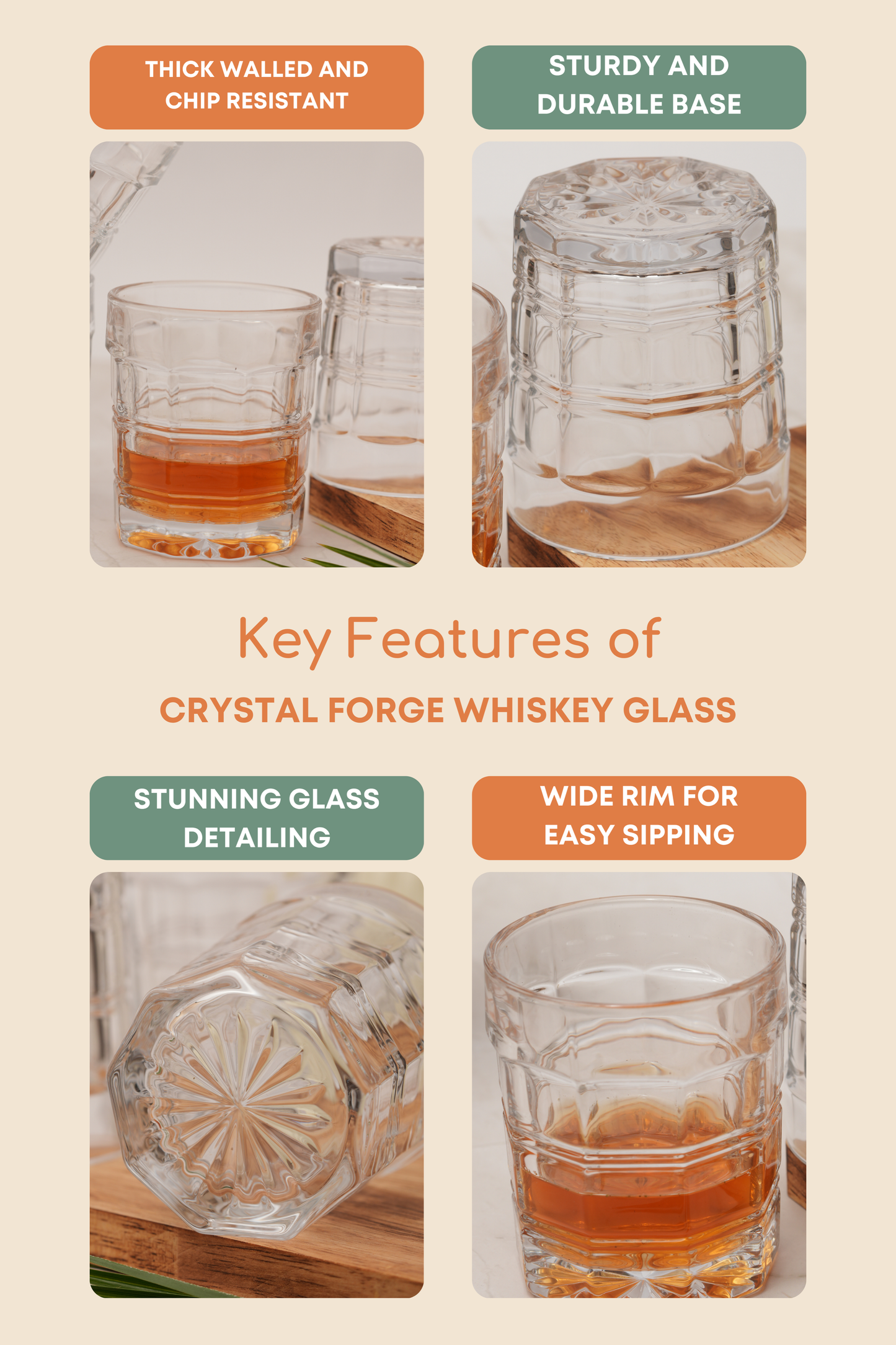 Crystal Forge Whiskey Glass Set of 6 (305ml)