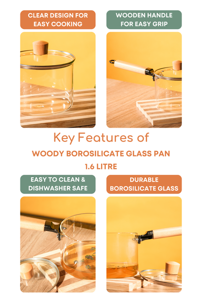 Woody Borosilicate Glass Pan 1.6 Litre