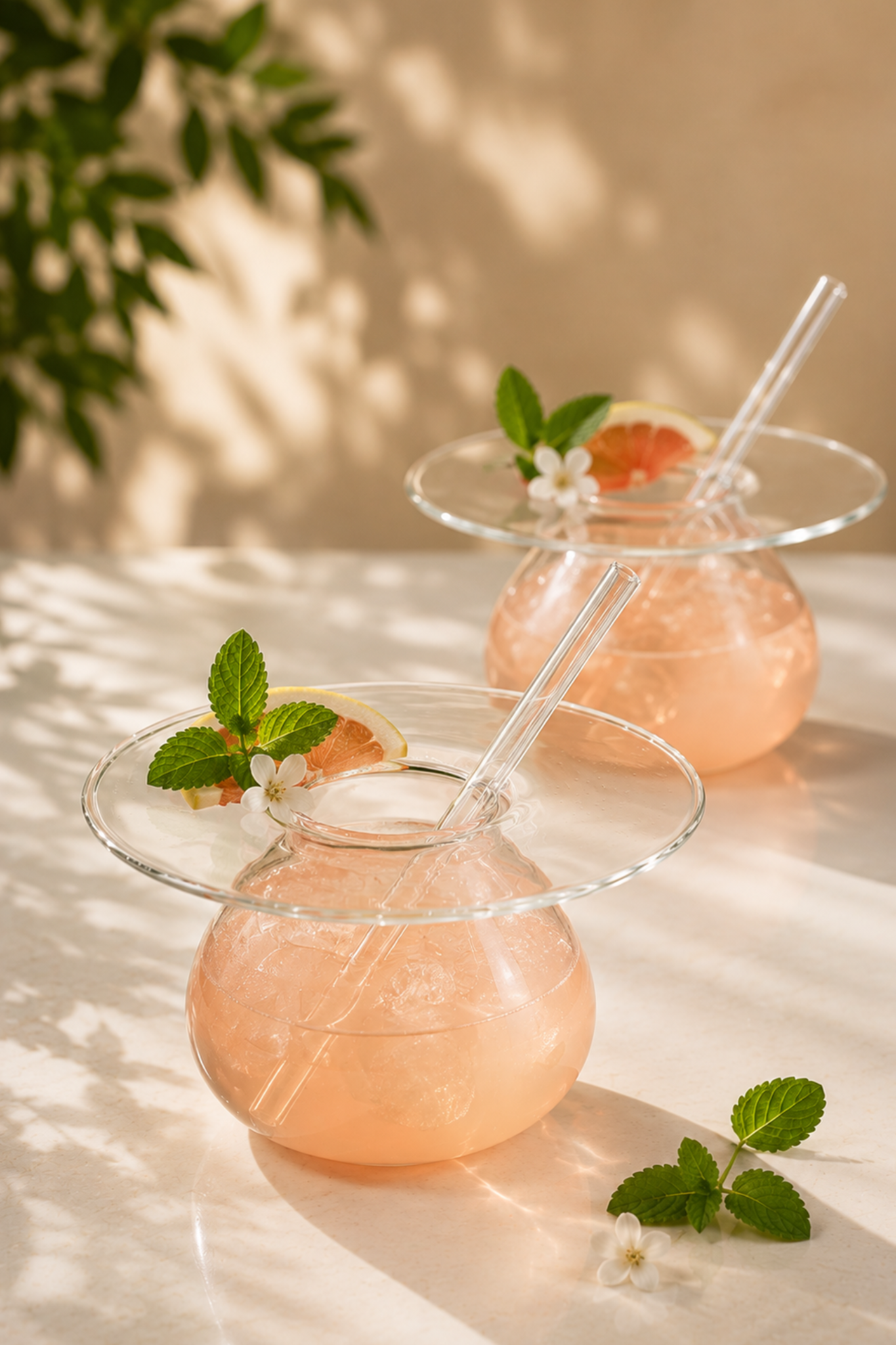 Drinkers Plateau Cocktail Glass with Glass Straw Set of 2 (225ml)