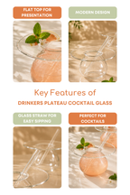 Drinkers Plateau Cocktail Glass with Glass Straw Set of 2 (225ml)