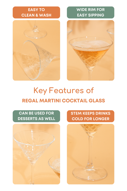 Regal Martini Cocktail Glass Set of 4 (230ml)