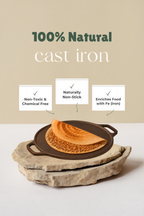 Cast Iron Dosa Tawa 30.5cm / 12 inch - Pre-seasoned, 100% Pure, Toxin-free, Gas & Induction