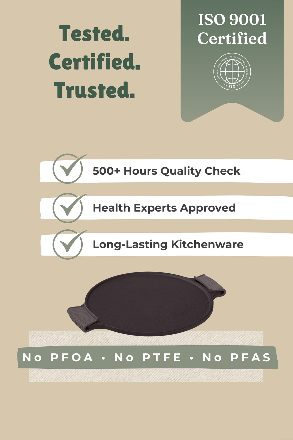 Cast Iron Dosa Tawa 30.5cm / 12 inch - Pre-seasoned, 100% Pure, Toxin-free, Gas & Induction