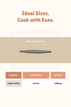 Cast Iron Dosa Tawa 30.5cm / 12 inch - Pre-seasoned, 100% Pure, Toxin-free, Gas & Induction
