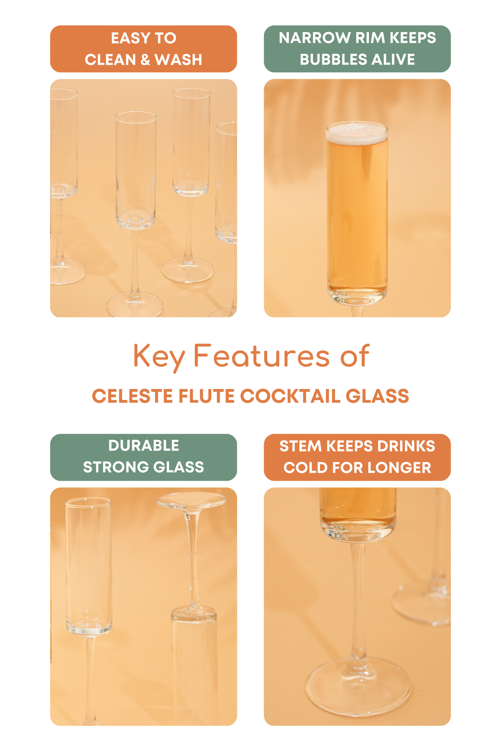 Celeste Flute Cocktail Glass Set of 6 (165ml)