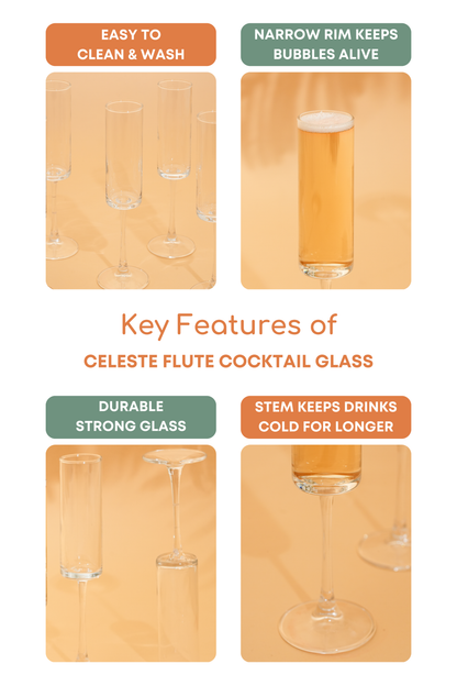 Celeste Flute Cocktail Glass Set of 6 (165ml)