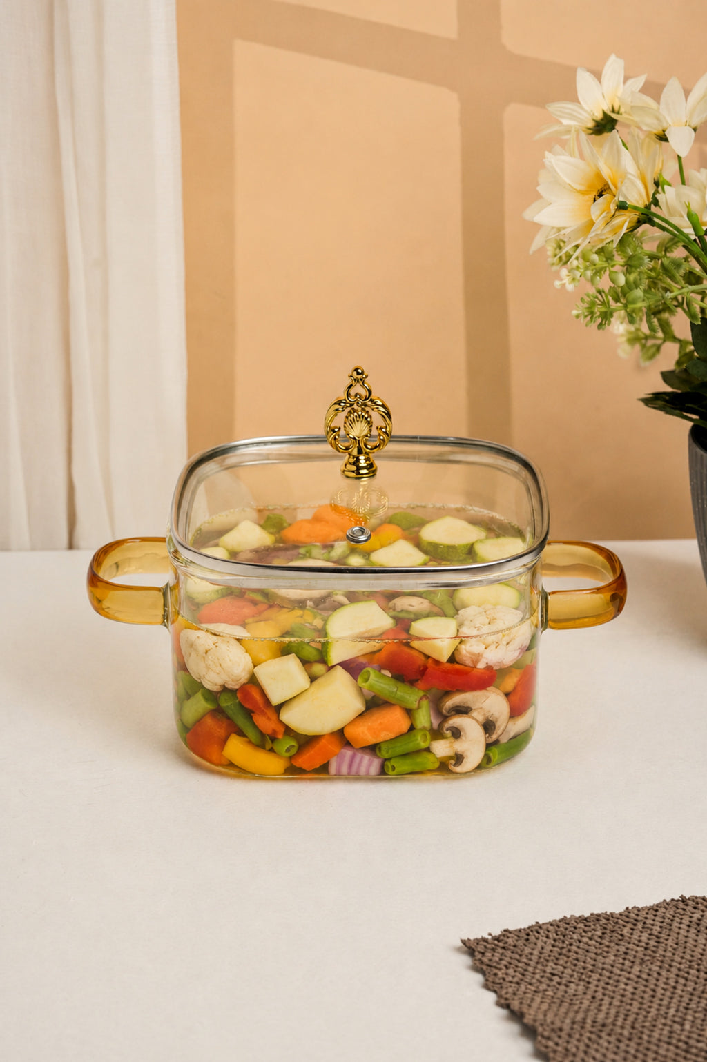 Royal Crown Borosilicate Glass Kadhai / Pot 2 Litre