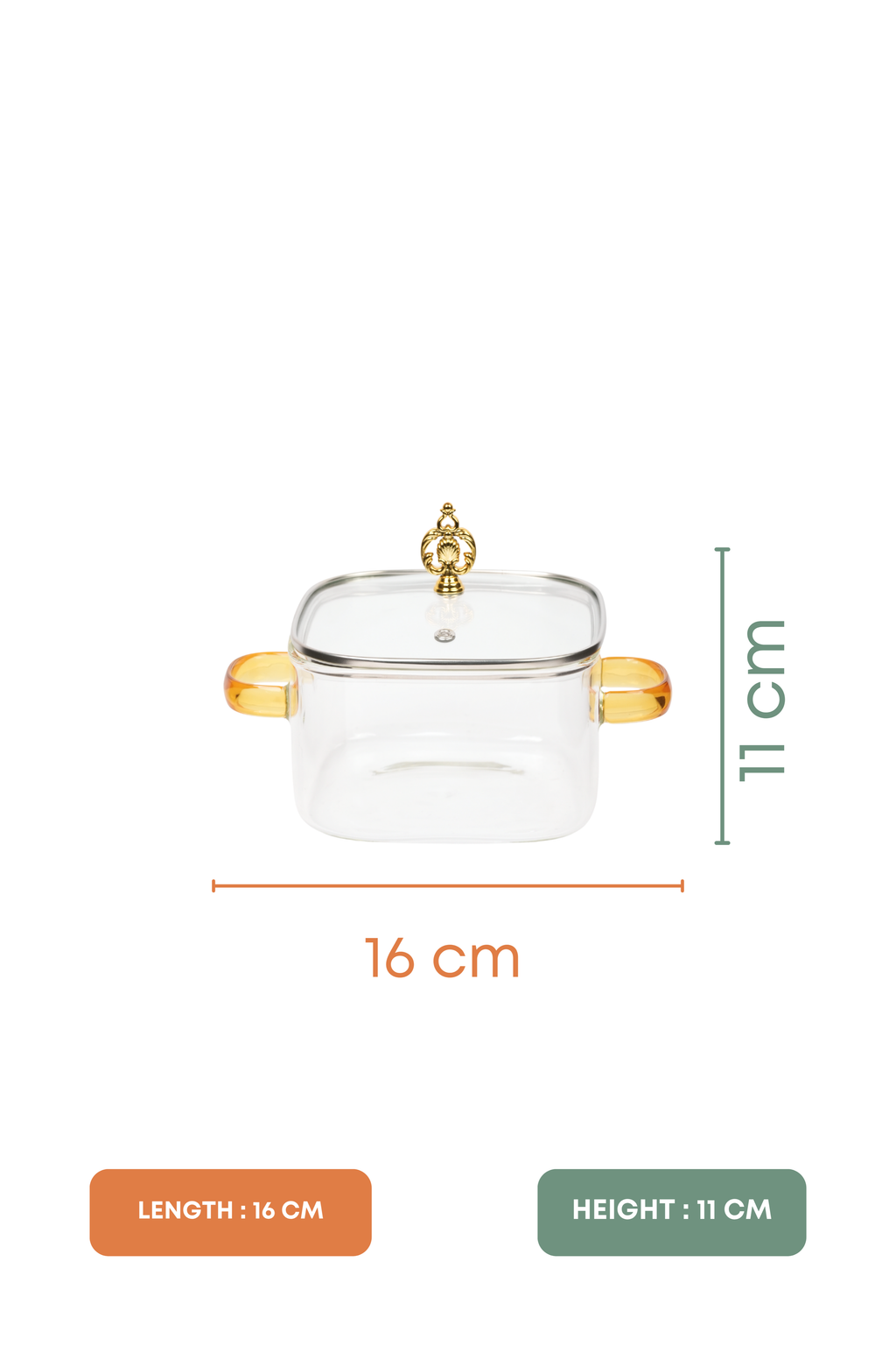 Royal Crown Borosilicate Glass Kadhai / Pot 2 Litre