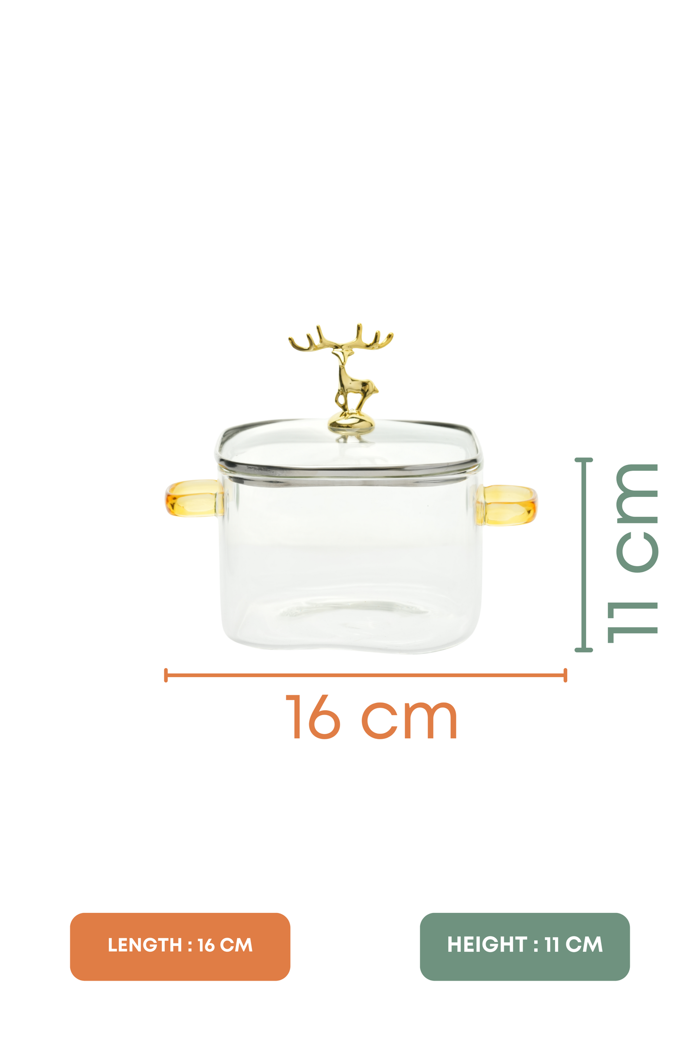 Nordic Crown Borosilicate Glass Kadhai / Pot 2 Litre