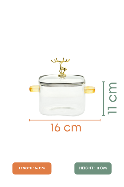 Nordic Crown Borosilicate Glass Kadhai / Pot 2 Litre