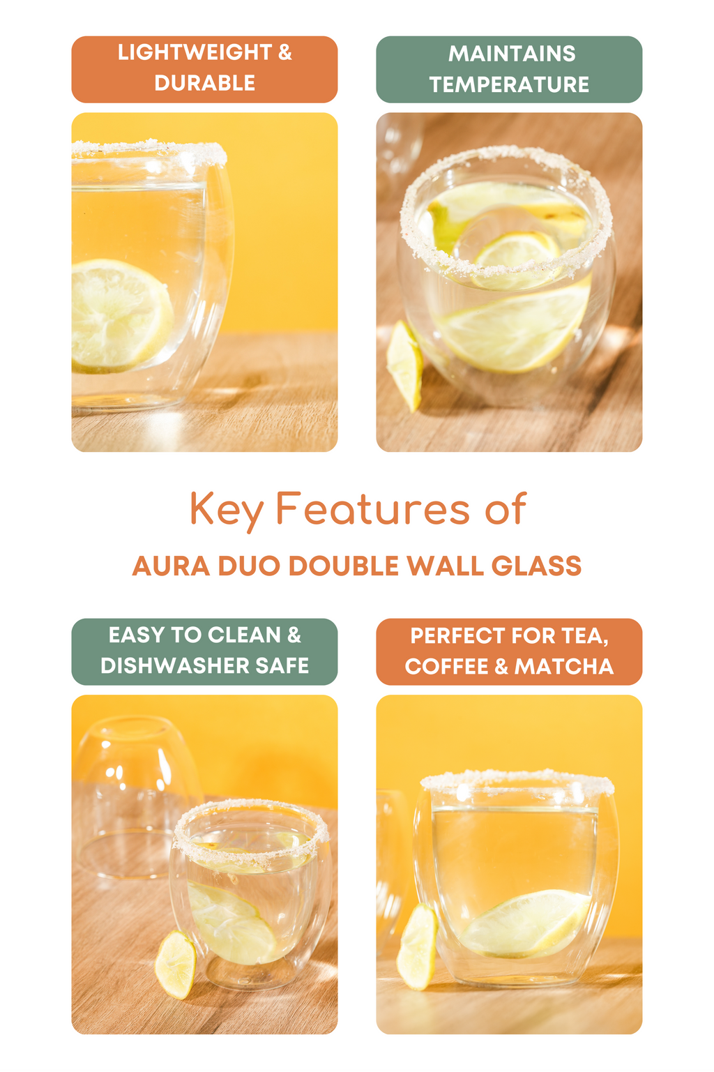 Aura Duo Double Wall Cocktail Glass Set of 2 (250ml)