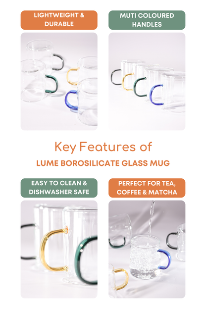 Lume Borosilicate Glass Mug Set of 4 (320ml)