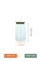 Silken Glass Tumbler with Wooden Lid & Glass Straw Set of 2