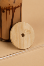 Silken Glass Tumbler with Wooden Lid & Glass Straw Set of 2