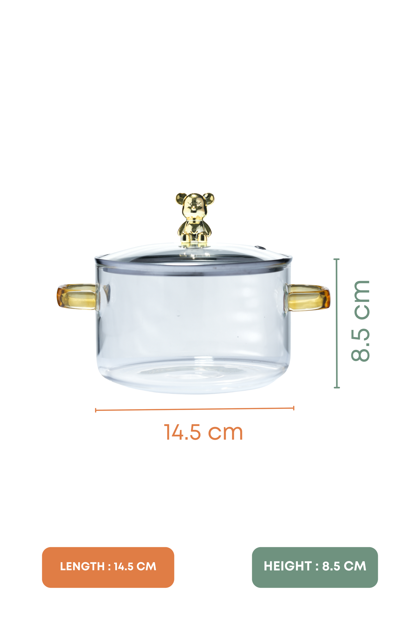 Crystal Cub Borosilicate Glass Kadhai / Pot 1.6 Litre