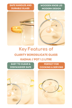 Clarity Borosilicate Glass Kadhai / Pot 1.2 Litre