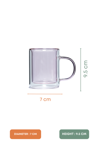 Pink Halo Double Wall Glass Mug Set of 2 (250ml)
