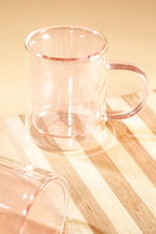 Pink Halo Double Wall Glass Mug Set of 2 (250ml)