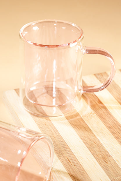 Pink Halo Double Wall Glass Mug Set of 2 (250ml)