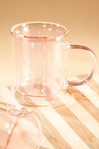 Pink Halo Double Wall Glass Mug Set of 2 (250ml)