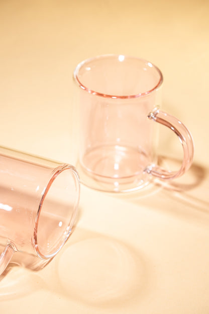 Pink Halo Double Wall Glass Mug Set of 2 (250ml)