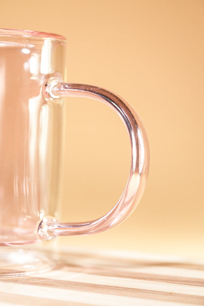 Pink Halo Double Wall Glass Mug Set of 2 (250ml)