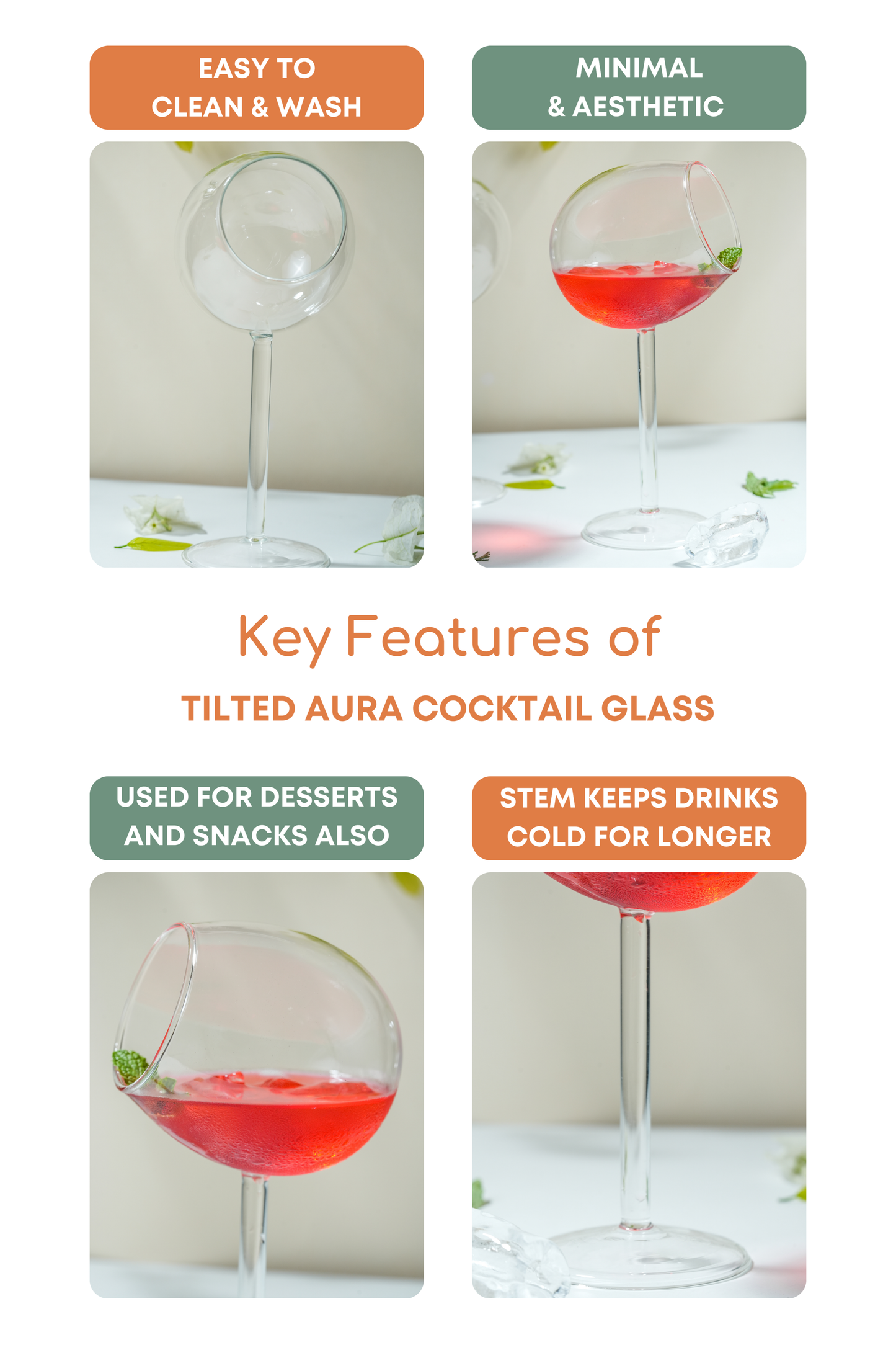 Tilted Aura Cocktail Glass Set of 2 (120ml)