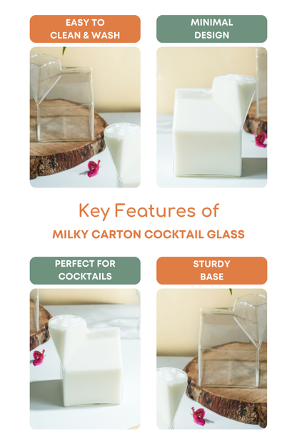 Milky Carton Cocktail Glass Set of 3 (330ml)