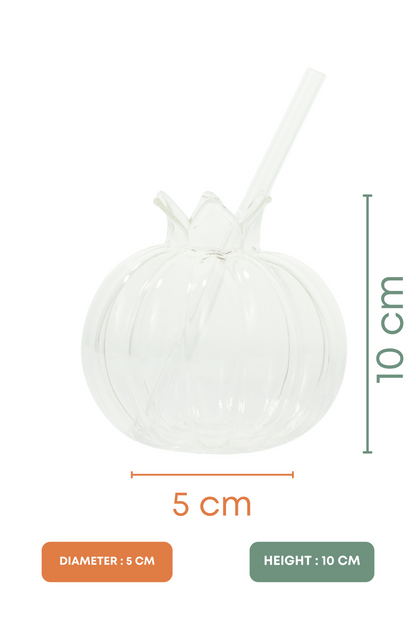 Pomegranate Sip Cocktail Glass with Glass Straw Set of 2 (350ml)