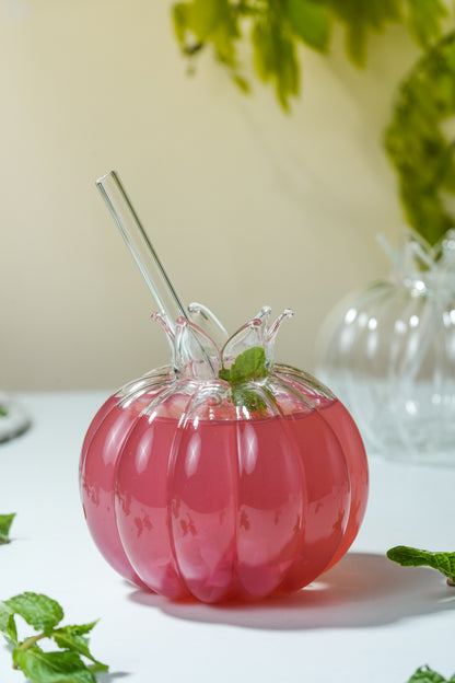 Pomegranate Sip Cocktail Glass with Glass Straw Set of 2 (350ml)