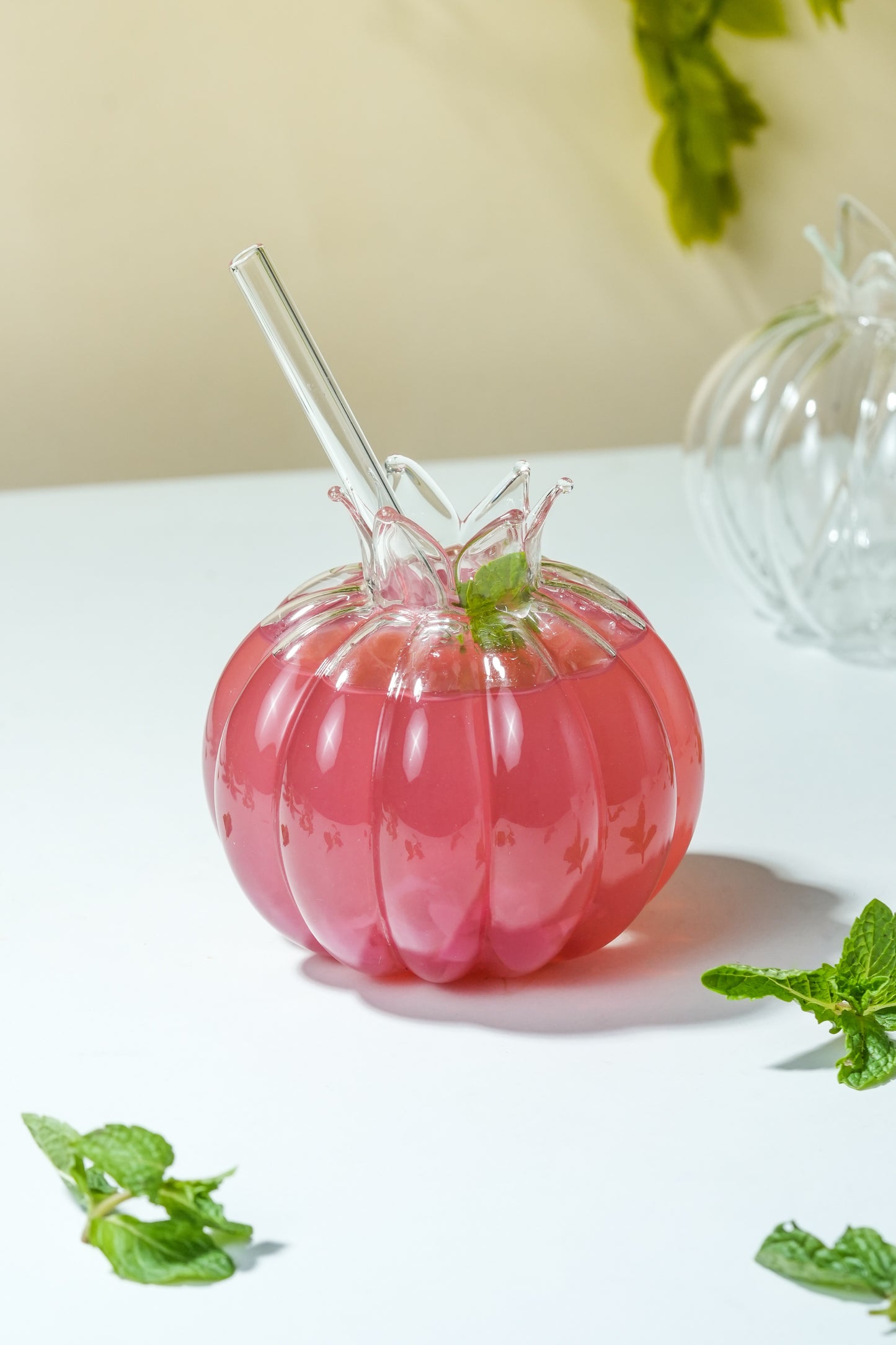 Pomegranate Sip Cocktail Glass with Glass Straw Set of 2 (350ml)