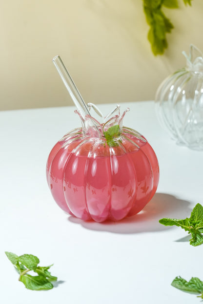 Pomegranate Sip Cocktail Glass with Glass Straw Set of 2 (350ml)