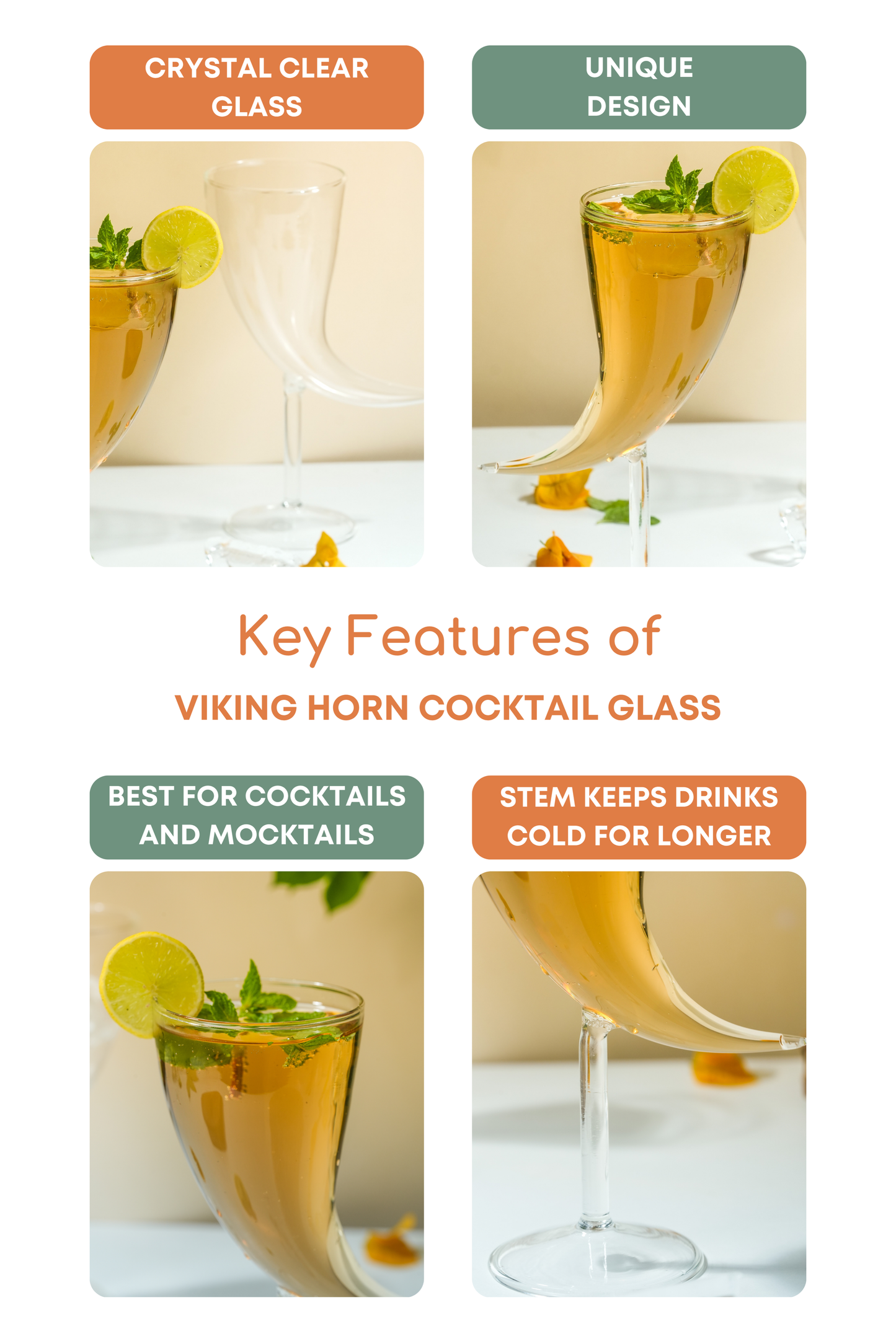 Viking Horn Cocktail Glass Set of 2 (350ml)