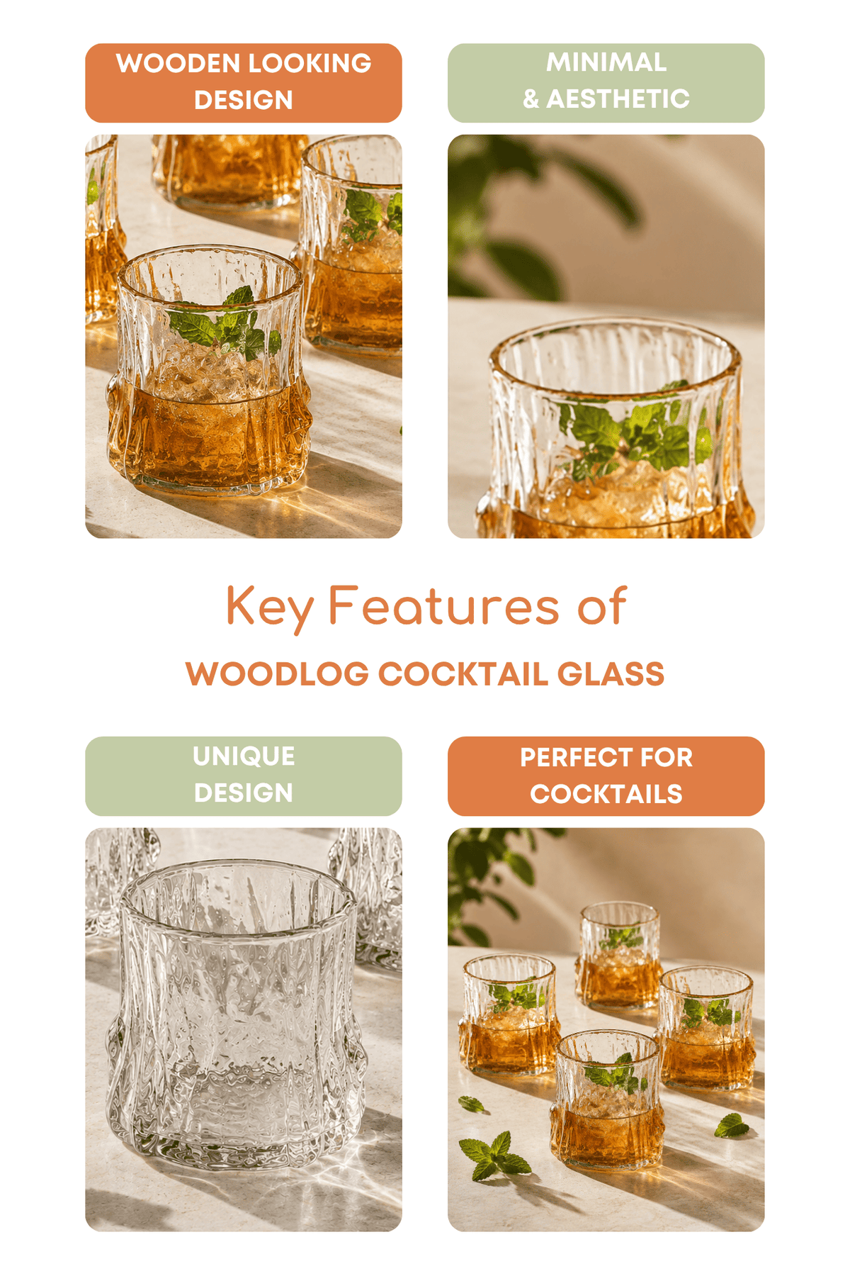 Woodlog Cocktail Glass Set of 4 (350ml)