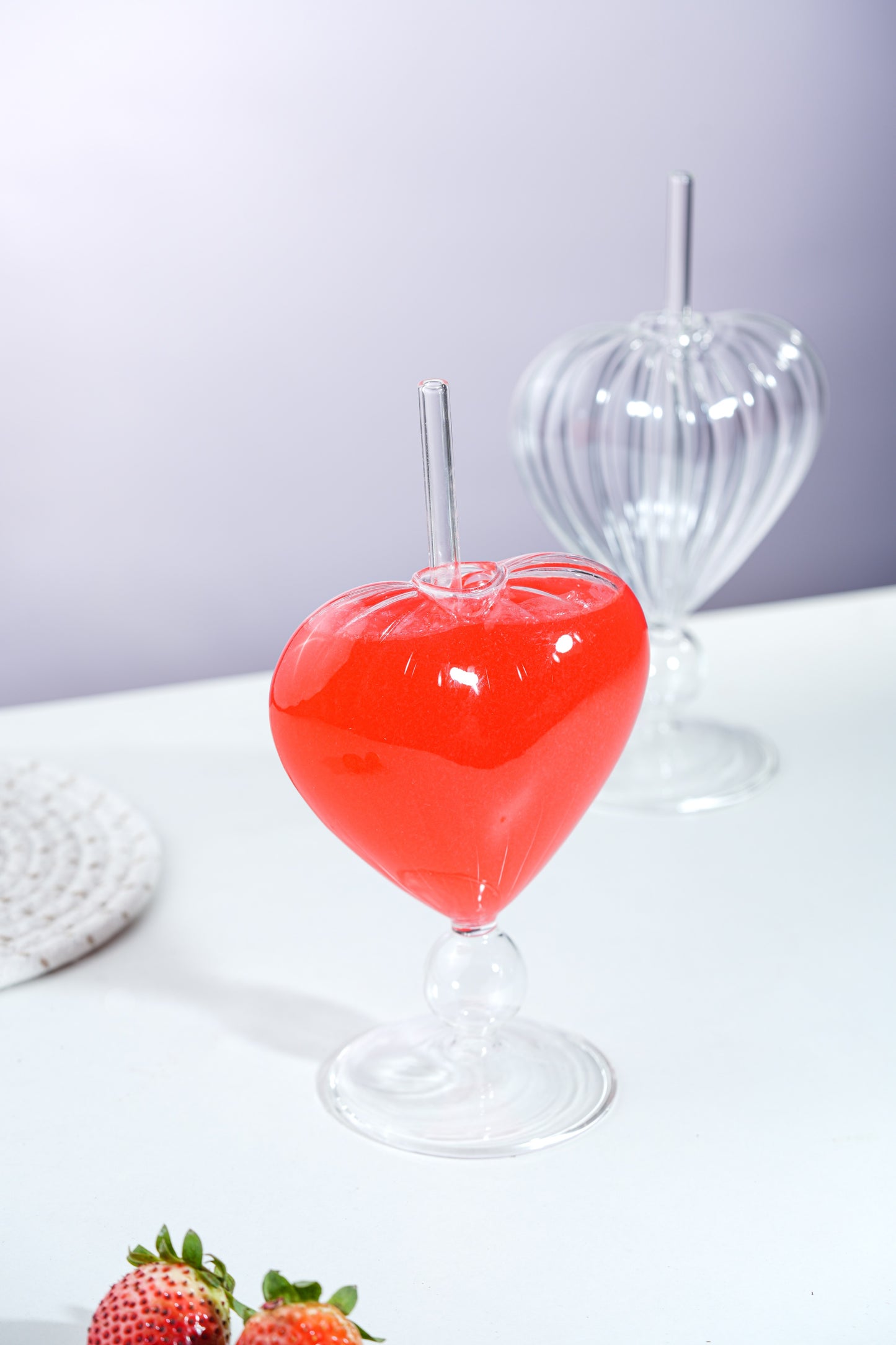 Éclat Amour Cocktail Glass with Glass Straw Set of 2 (250ml)