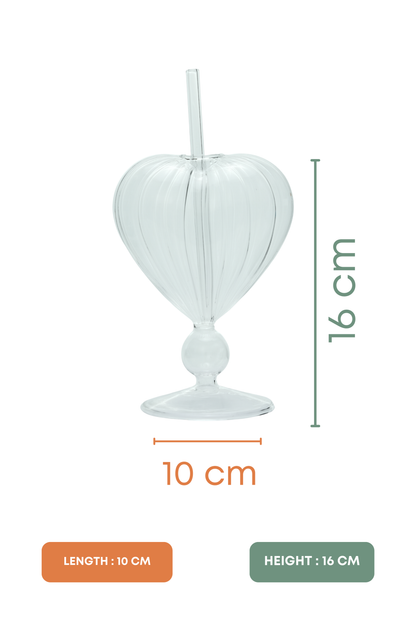 Éclat Amour Cocktail Glass with Glass Straw Set of 2 (250ml)