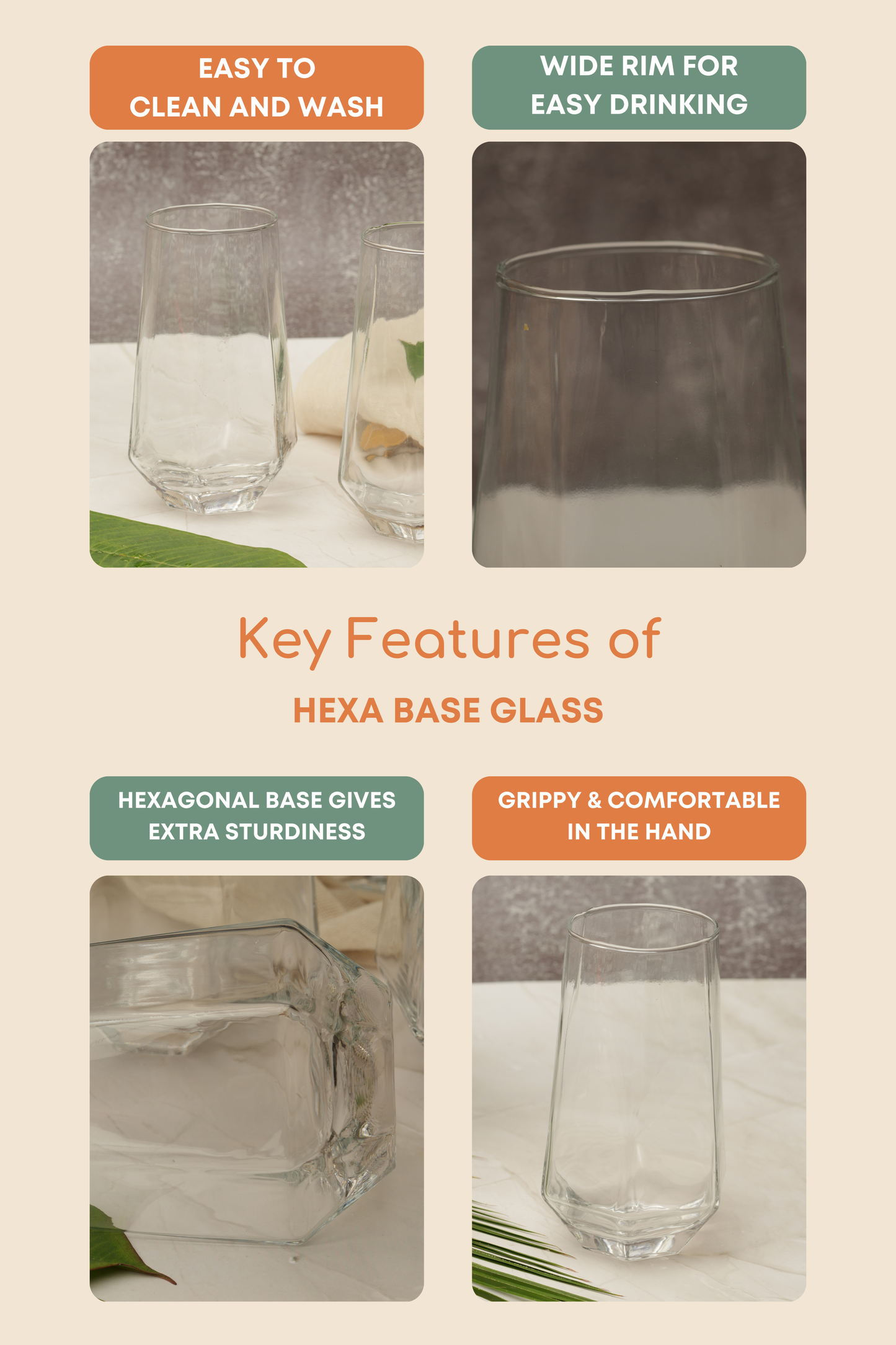 Hexa Base Glass Set of 6 (575ml)