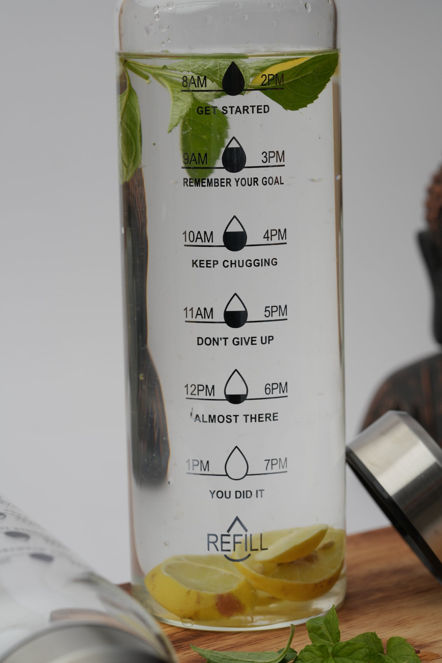 Hydration Tracker Borosilicate Glass Bottle 1 Litre