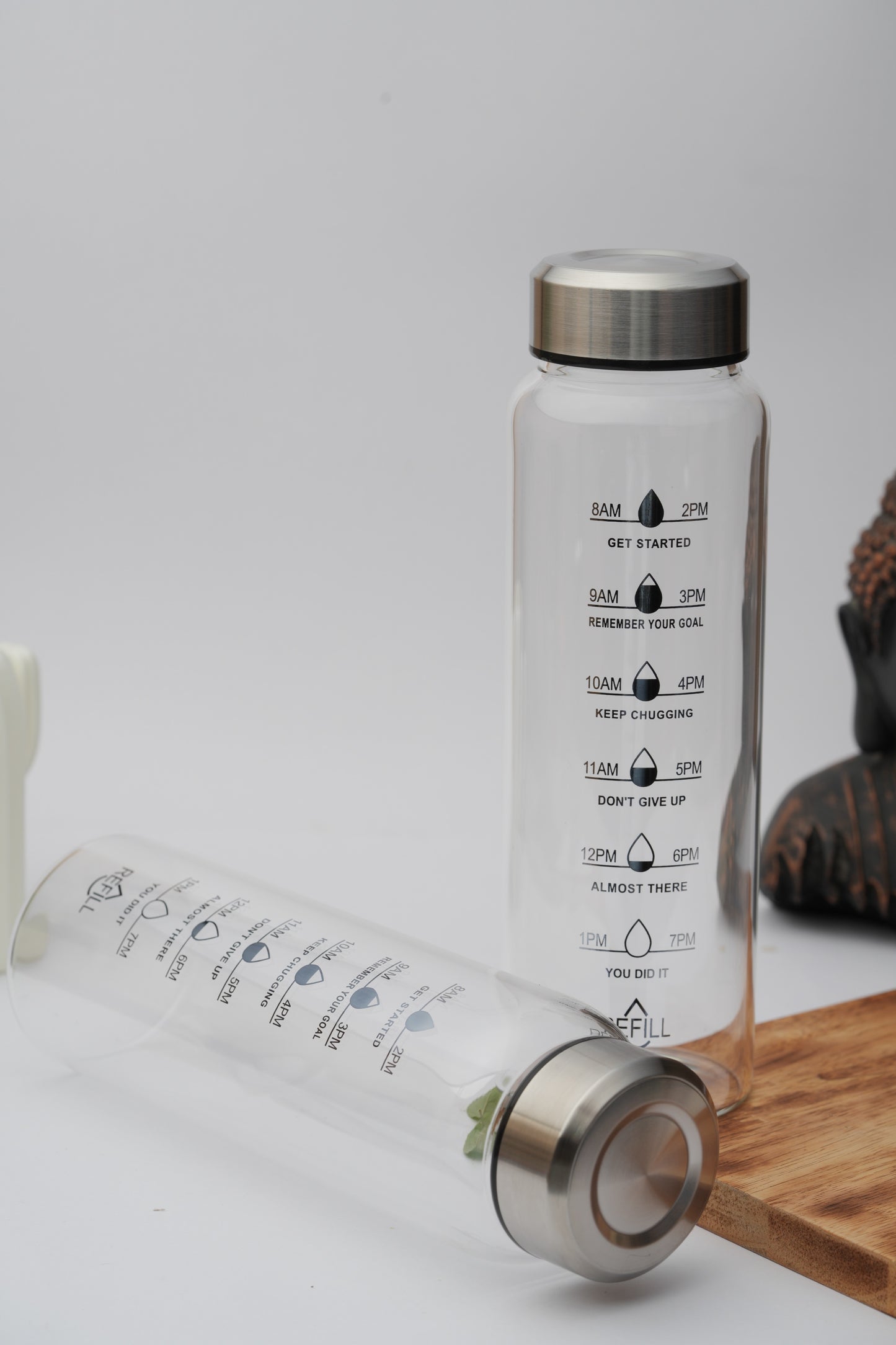 Hydration Tracker Borosilicate Glass Bottle 1 Litre