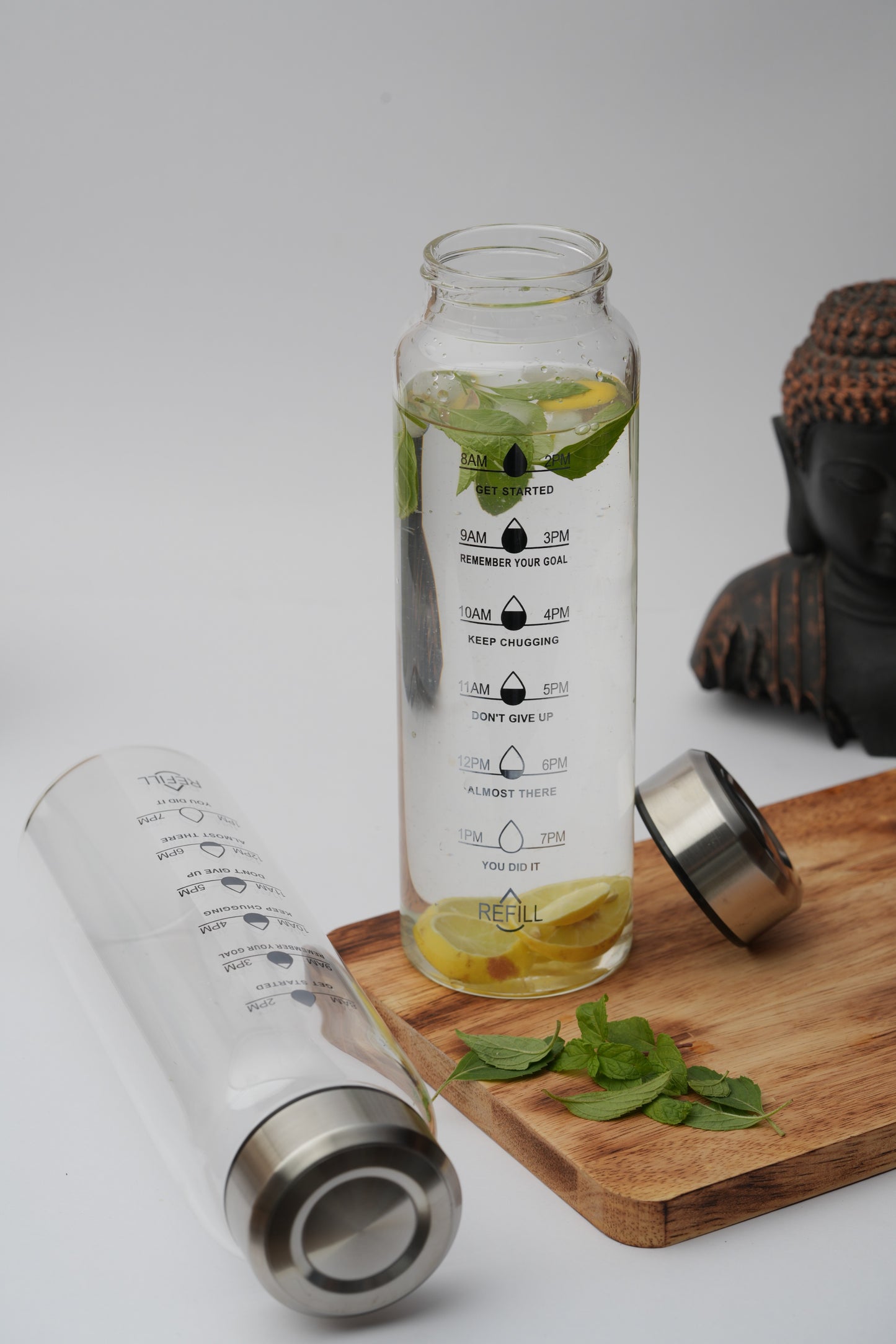 Hydration Tracker Borosilicate Glass Bottle 1 Litre