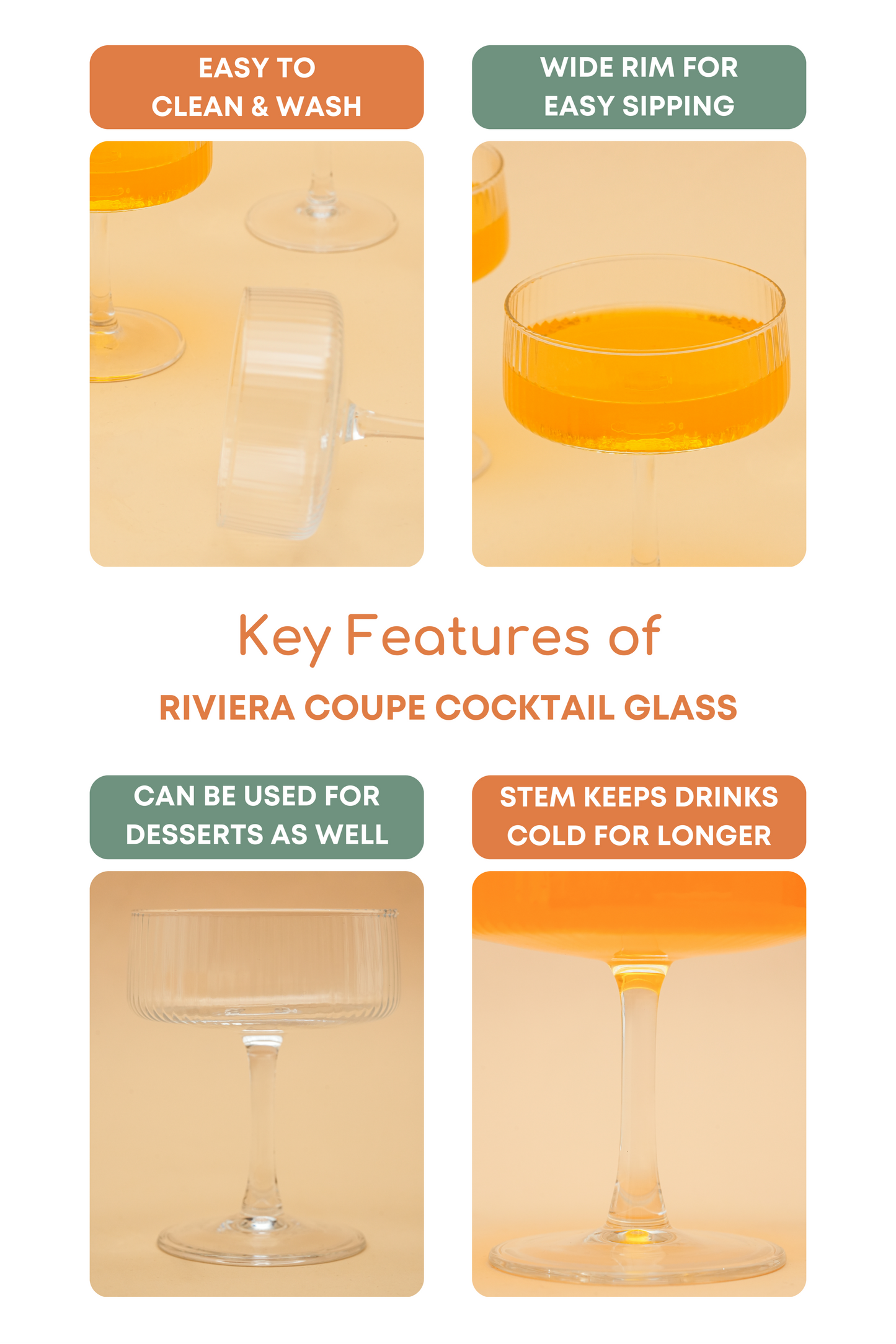 Riviera Coupe Cocktail Glass Set of 4 (260ml)