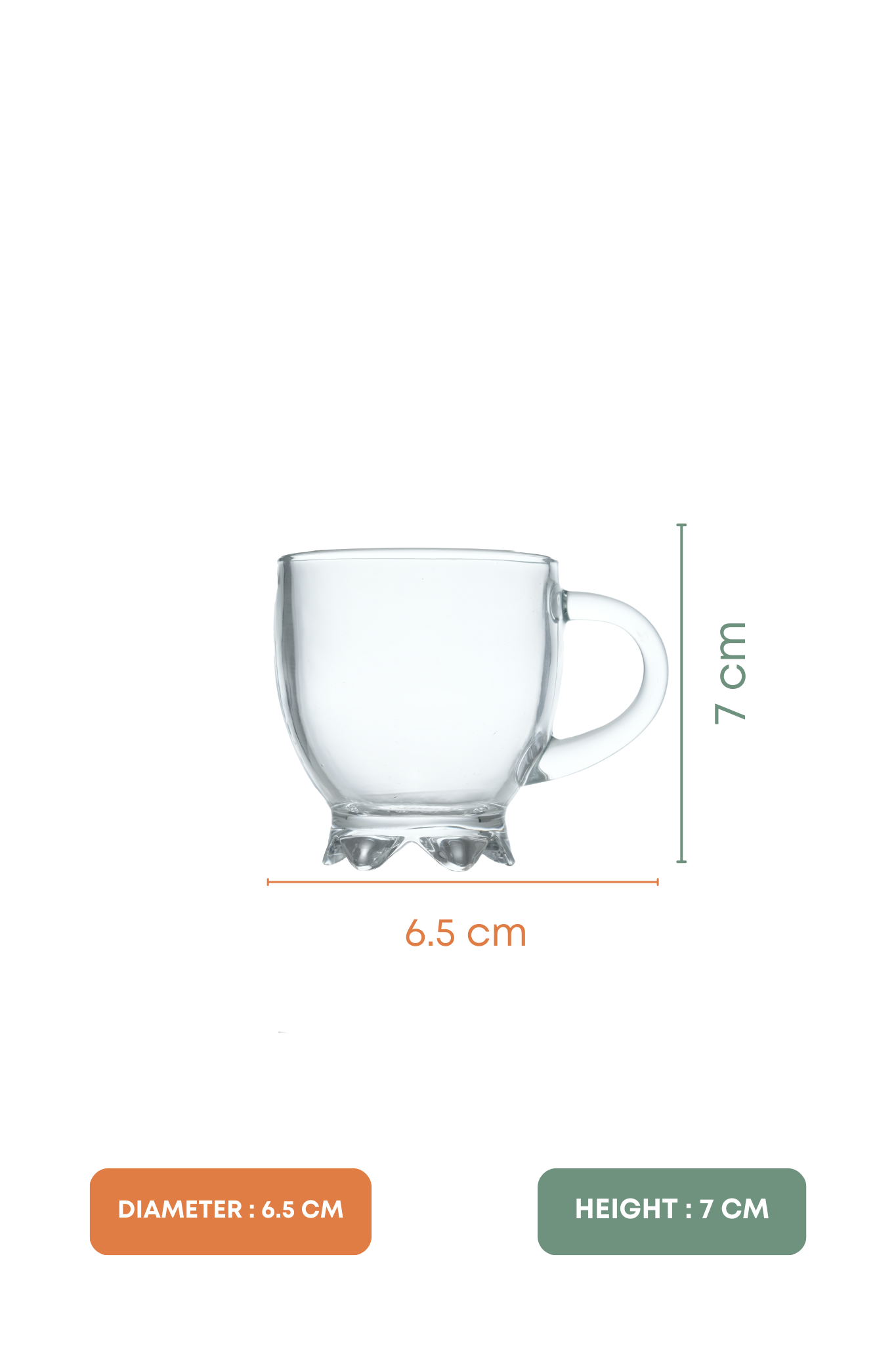 Royal Sip Glass Mug Set of 6 (155ml)