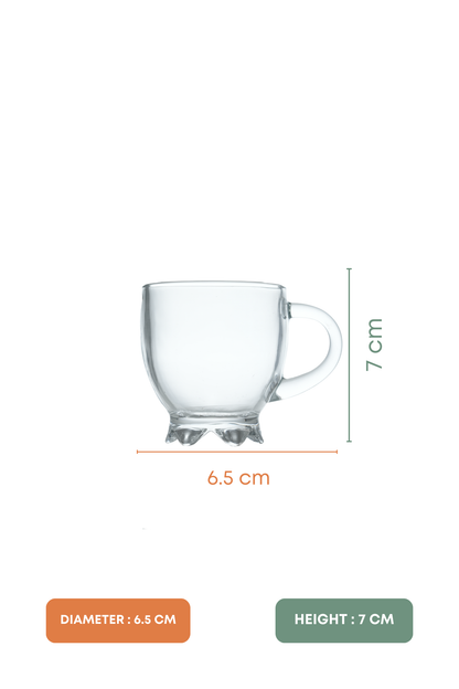 Royal Sip Glass Mug Set of 6 (155ml)