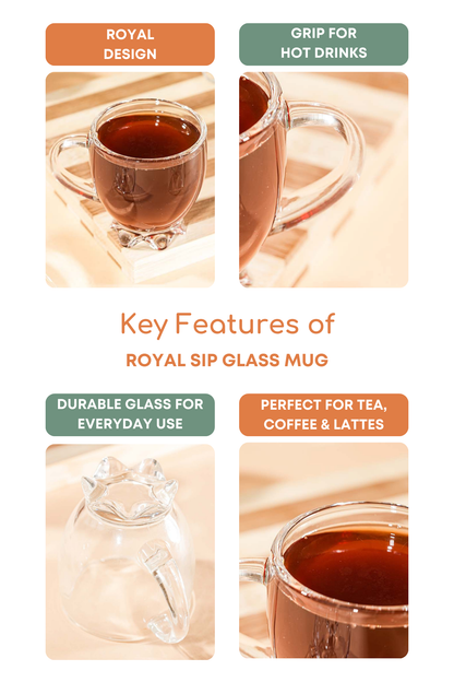 Royal Sip Glass Mug Set of 6 (155ml)