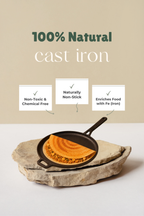 Cast Iron Dosa Tawa With Long Handle 30.5cm / 12 inch, Pre-seasoned, Naturally Nonstick, 100% Pure, Toxin-free, Gas & Induction