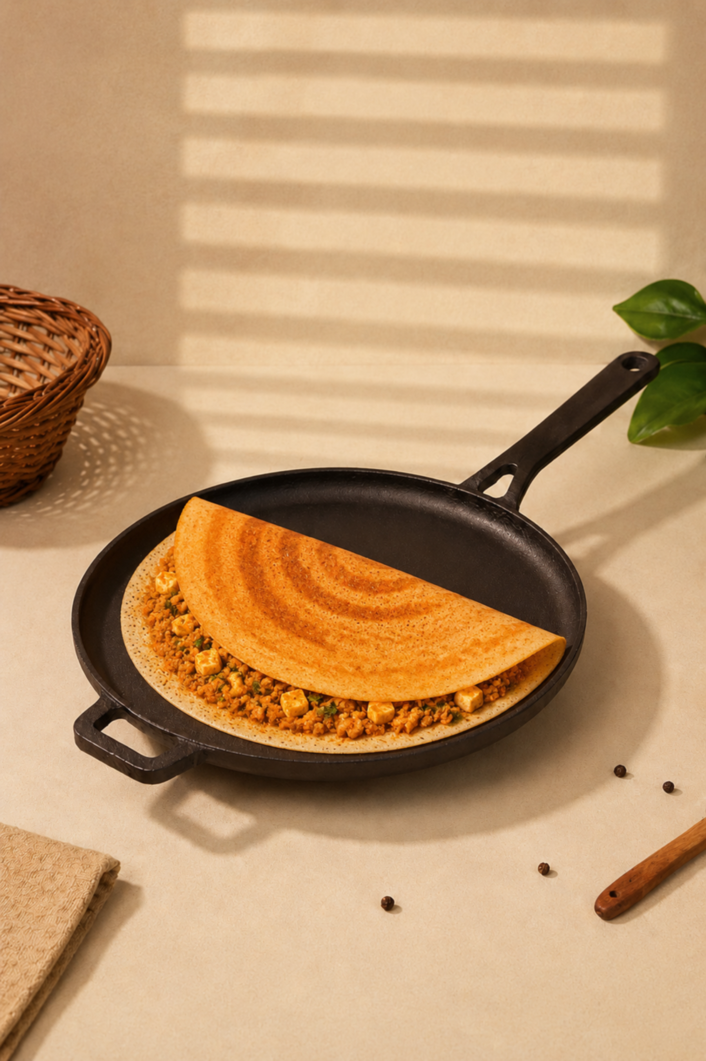 Cast Iron Dosa Tawa With Long Handle 30.5cm / 12 inch, Pre-seasoned, Naturally Nonstick, 100% Pure, Toxin-free, Gas & Induction