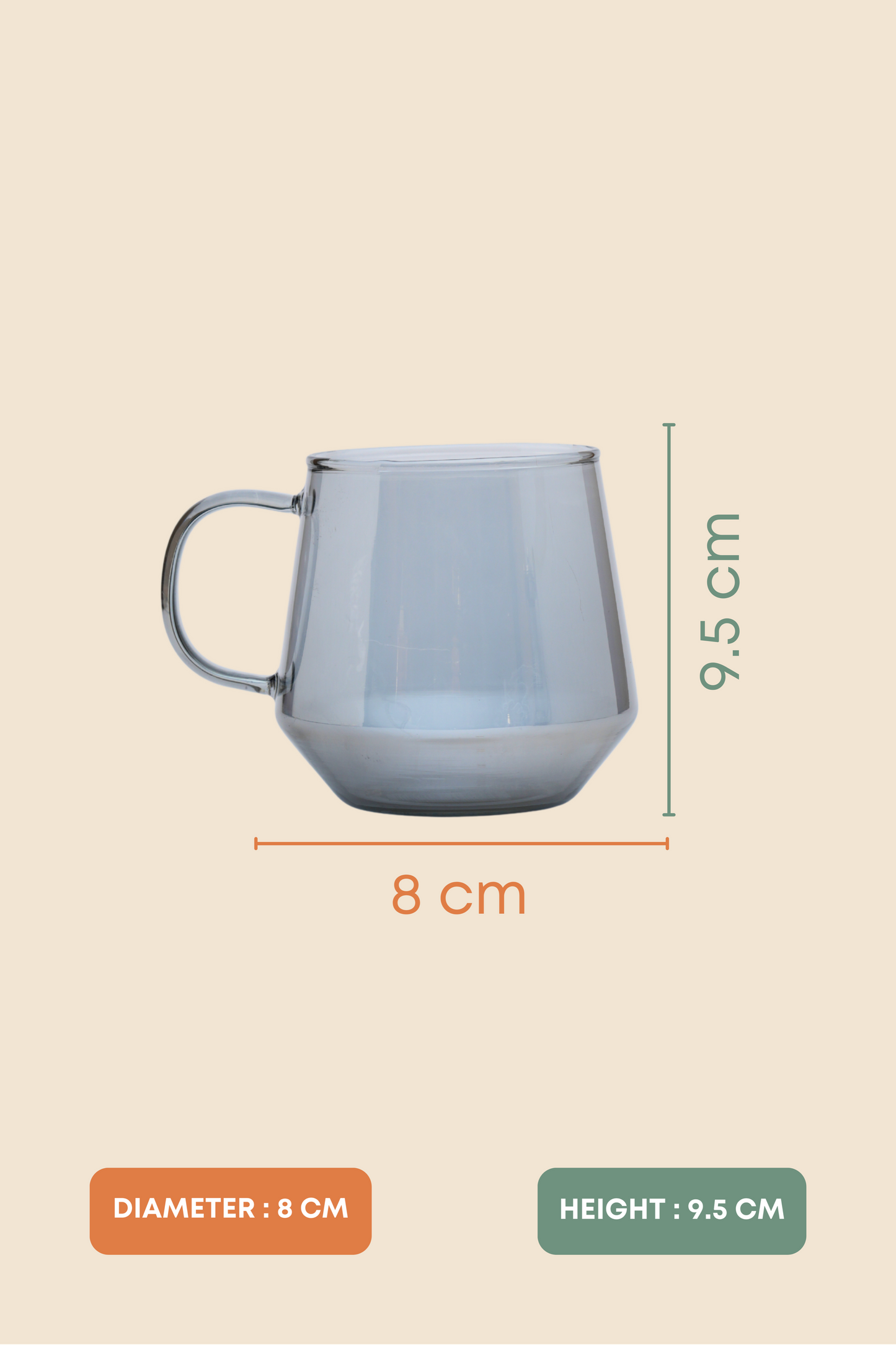 Lumo Smoke Glass Mug Set of 6 (420ml)