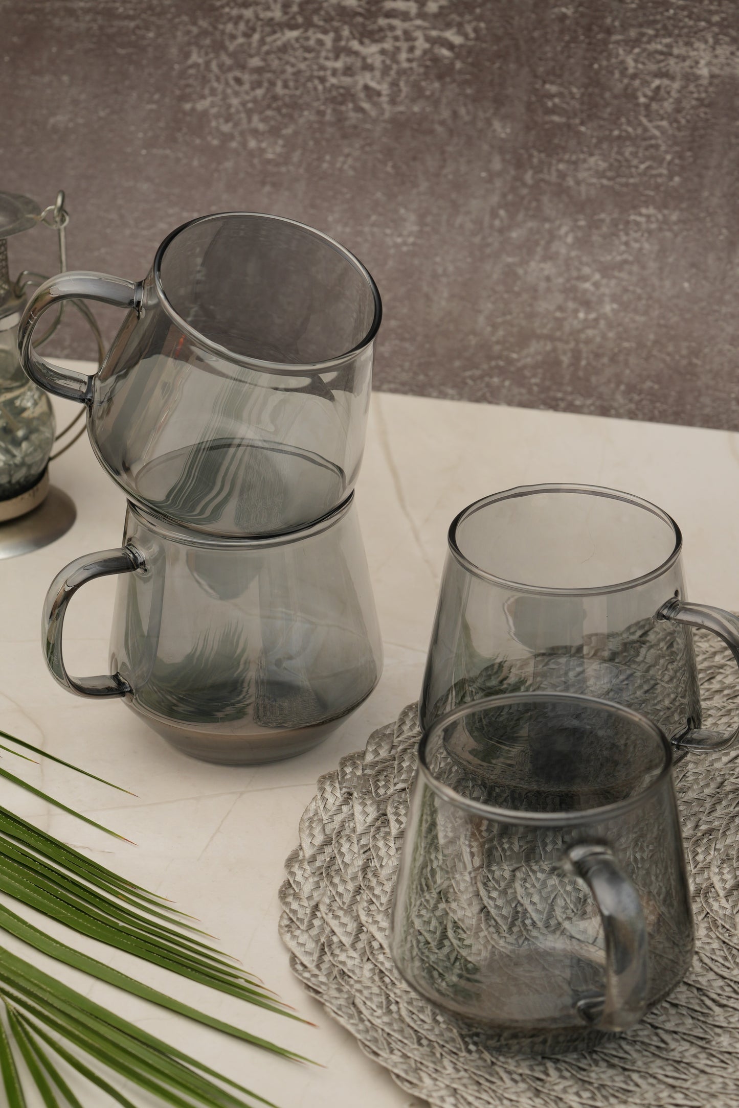 Lumo Smoke Glass Mug Set of 6 (420ml)